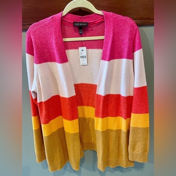 NWT Lane Bryant Size 14/16 Open-Front Blocked-Stripe Cardigan - Picture 1 of 7
